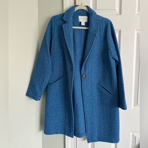 Christian Siriano Textured Blue Coat
